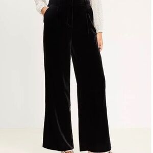 ❄️NWT ANN TAYLOR Silk Blend Black Velvet Wide Leg Margo Pants